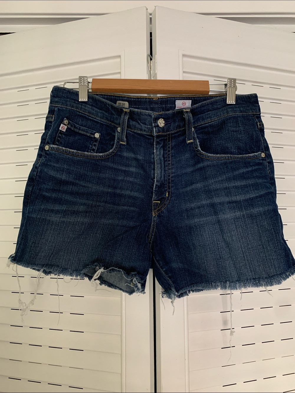 AG Adriano Goldschmied Dark Blue Cutoff Denim Shorts